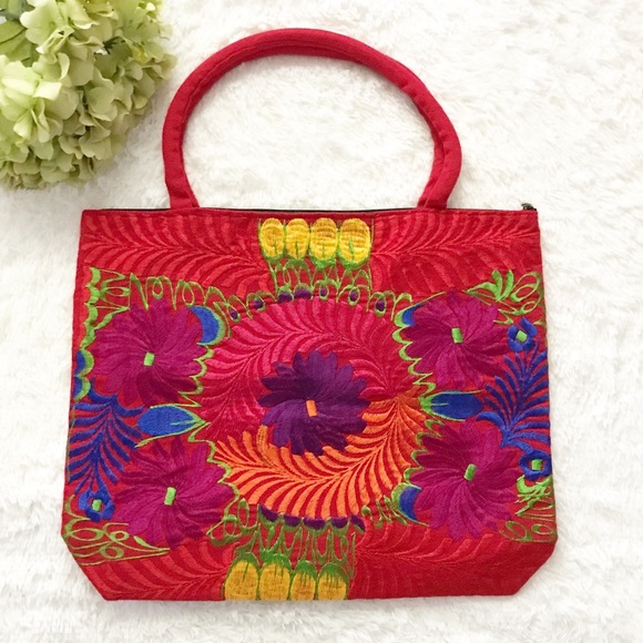 Handbags - Mexican Vibrant Flower Tote Bag🏖☀️